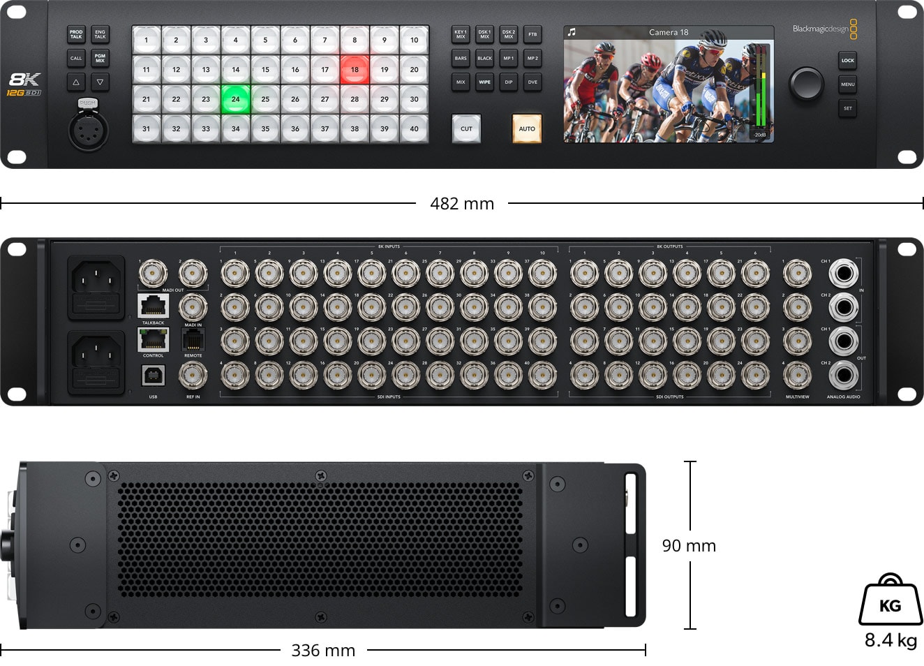 ATEM Constellation 8K – Abmessungen und Gewicht