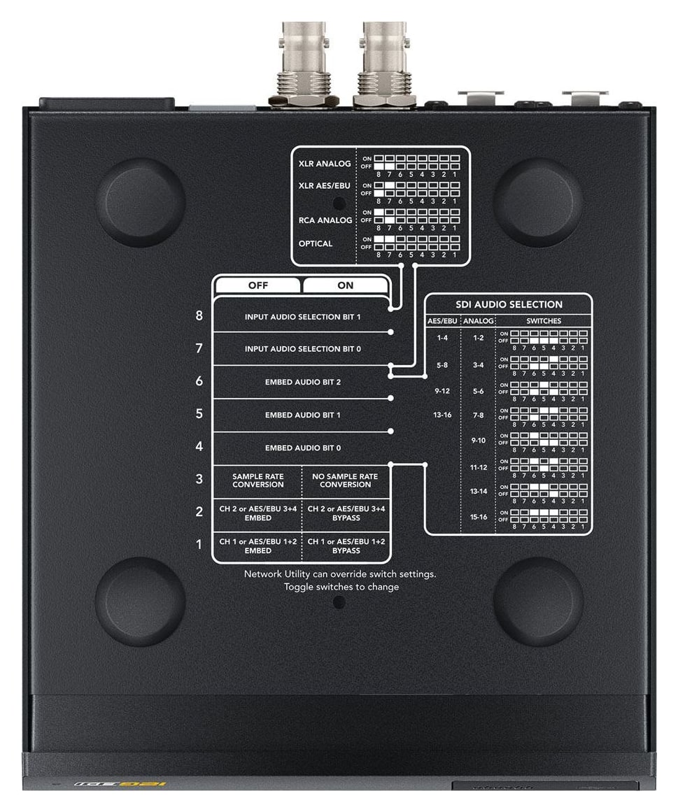 Teranex Mini Audio to SDI 12G – Einstellung per Mini-Schalter, USB und Ethernet