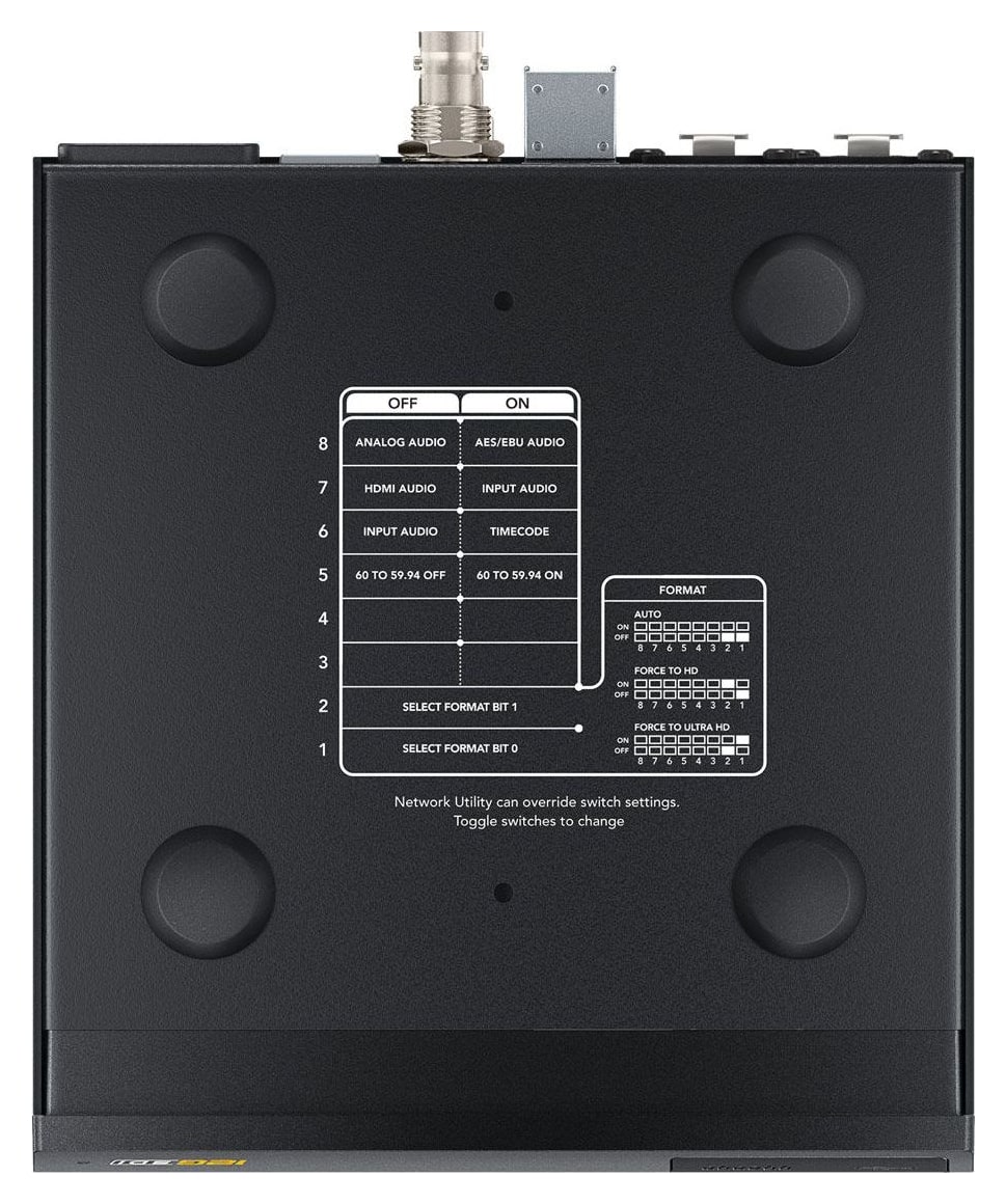 Teranex Mini HDMI to Optical 12G – Einstellung per Mini-Schalter, USB und Ethernet
