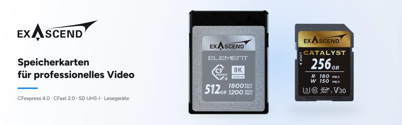 EXASCEND – Speicherkarten für professionelles Video