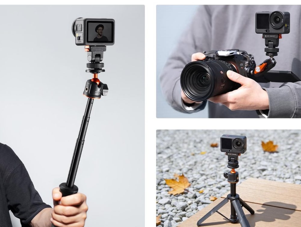 Auf Stativ, Selfie-Stick oder Gelenkarm