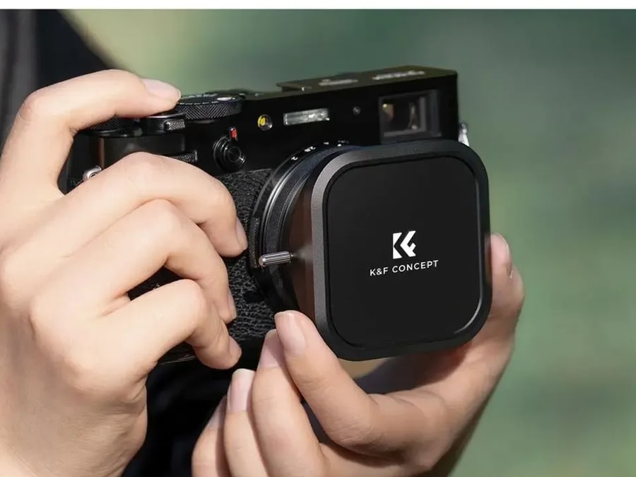 K&F Concept Set aus UV-Filter, Streulichtblende und Deckel für Fujifilm X100, schwarz