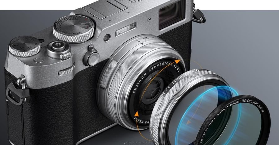 K&F Concept Set aus UV-Filter, Streulichtblende und Deckel für Fujifilm X100, silber