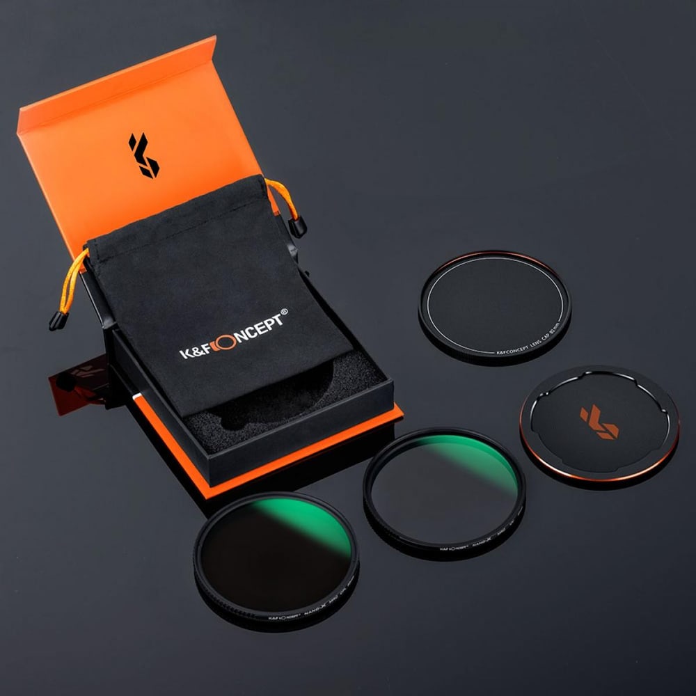 UV- und Polfilter mit Deckeln
