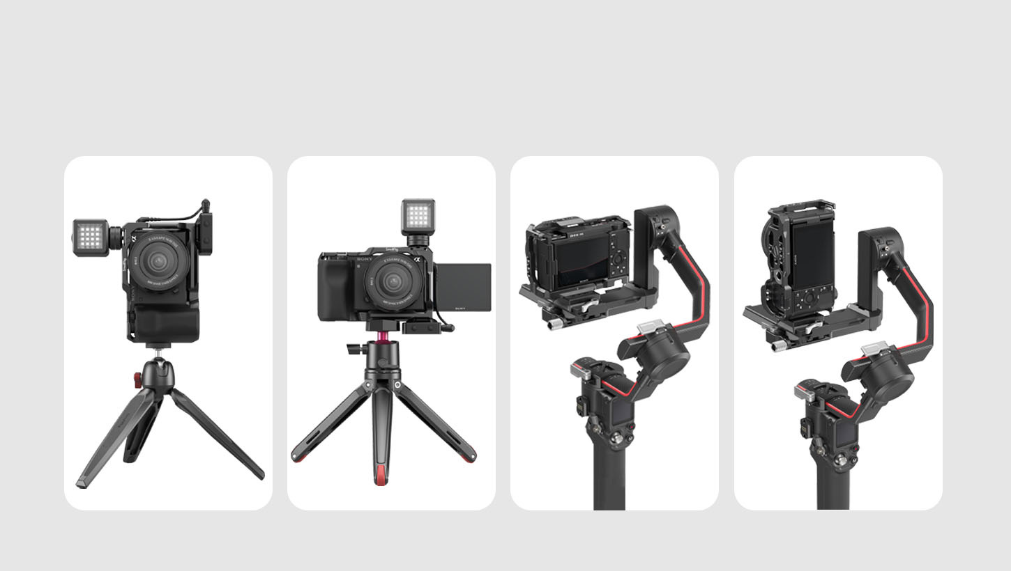 Wechsle zwischen Stativ und Gimbal, im Quer- wie im Hochformat