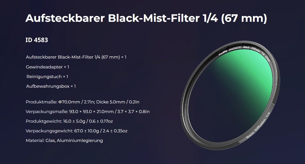 SmallRig 4727 Attachable CPL Filter with M-mount Filter Adapter 67mm
