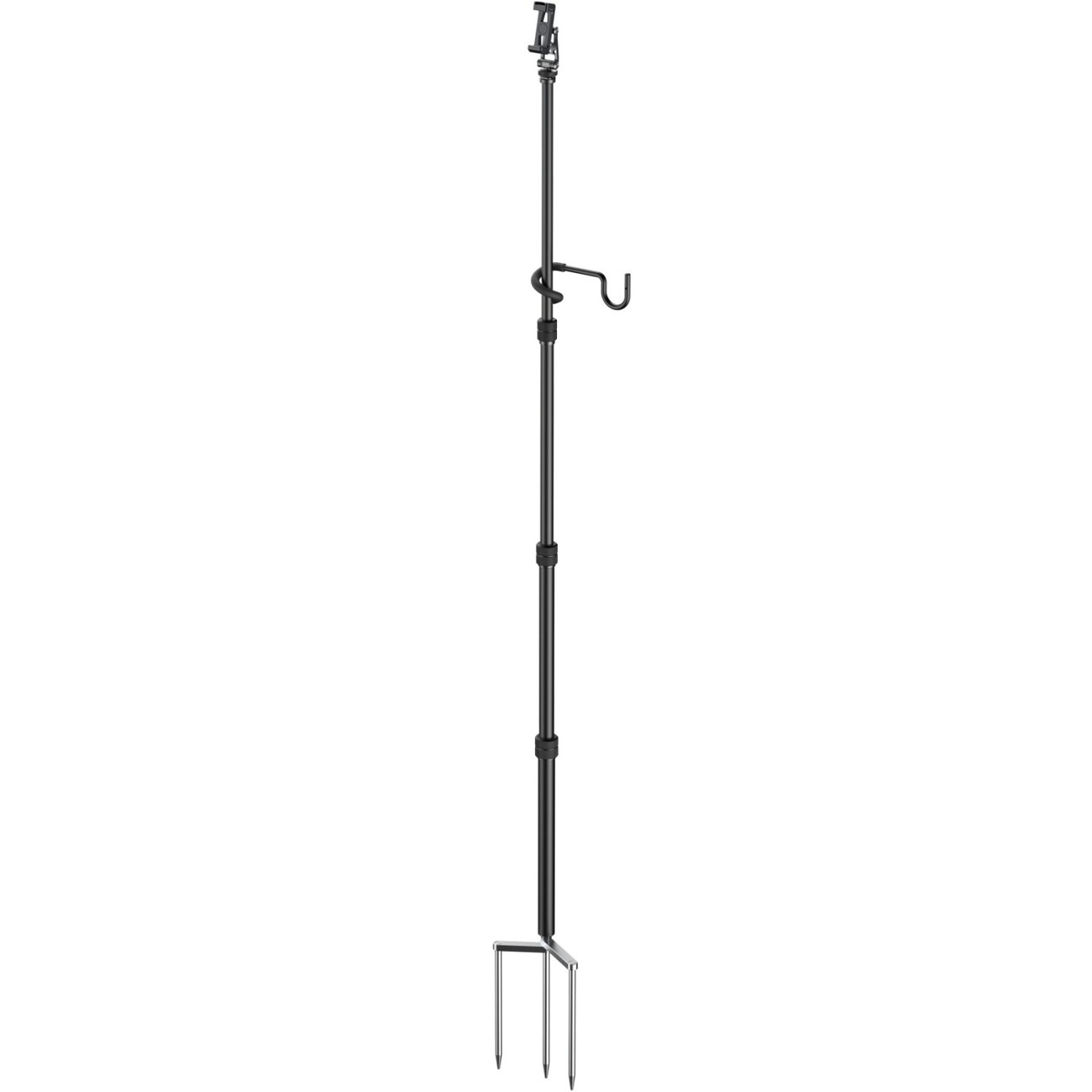 Monopod with Triple Ground Spikes and Phone Support with Cold Shoe Mount