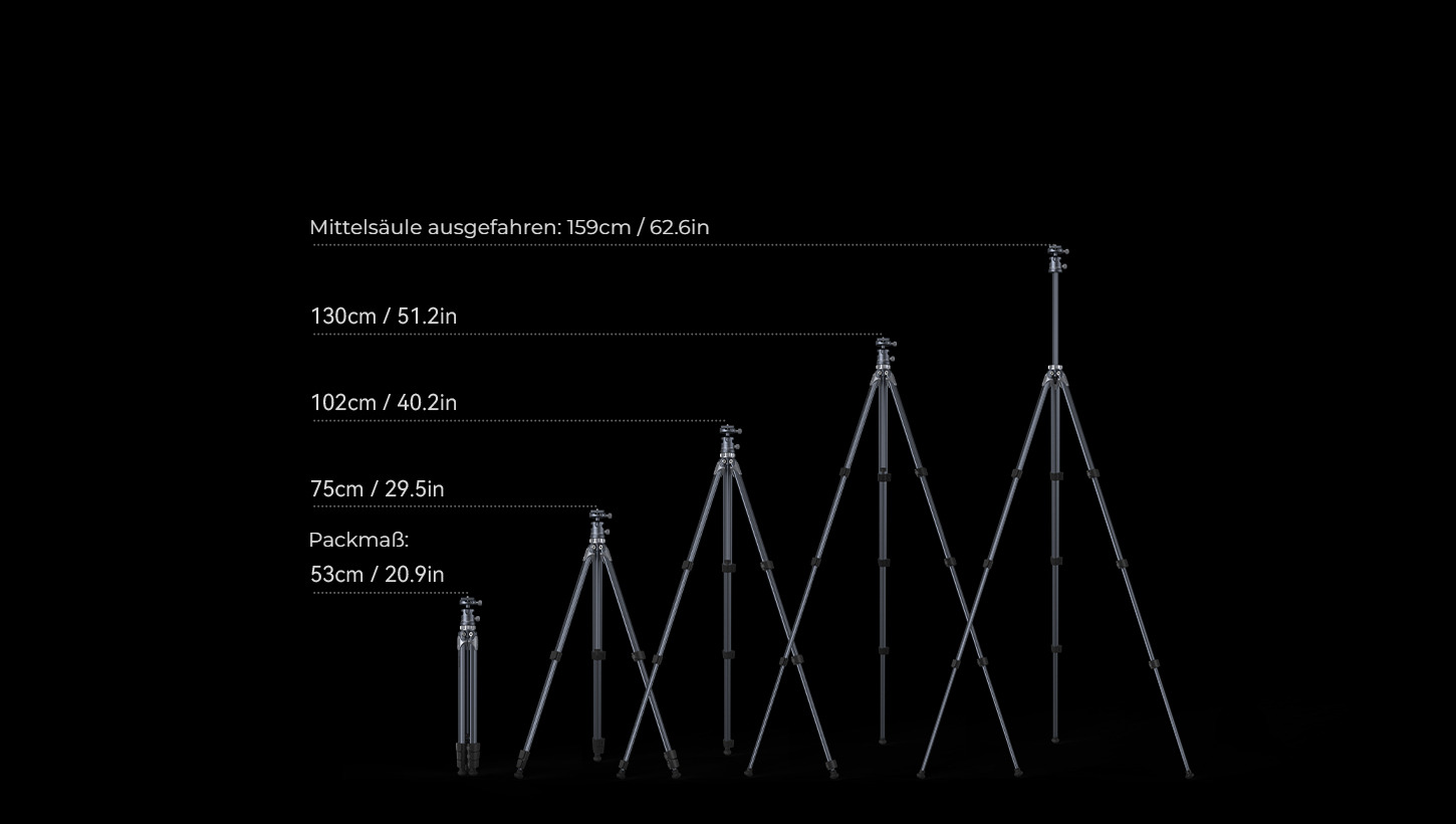 Category/Tripods/Photo Tripods Travel Tripod AP-02 | Compact, 8kg Load | SmallRig-SKU:4222B/Material(s):Aluminum Alloy/Tripod Load Capacity:15kg/Head Load Capacity:8kg/Working Height:75.0 - 159.0cm/Net 