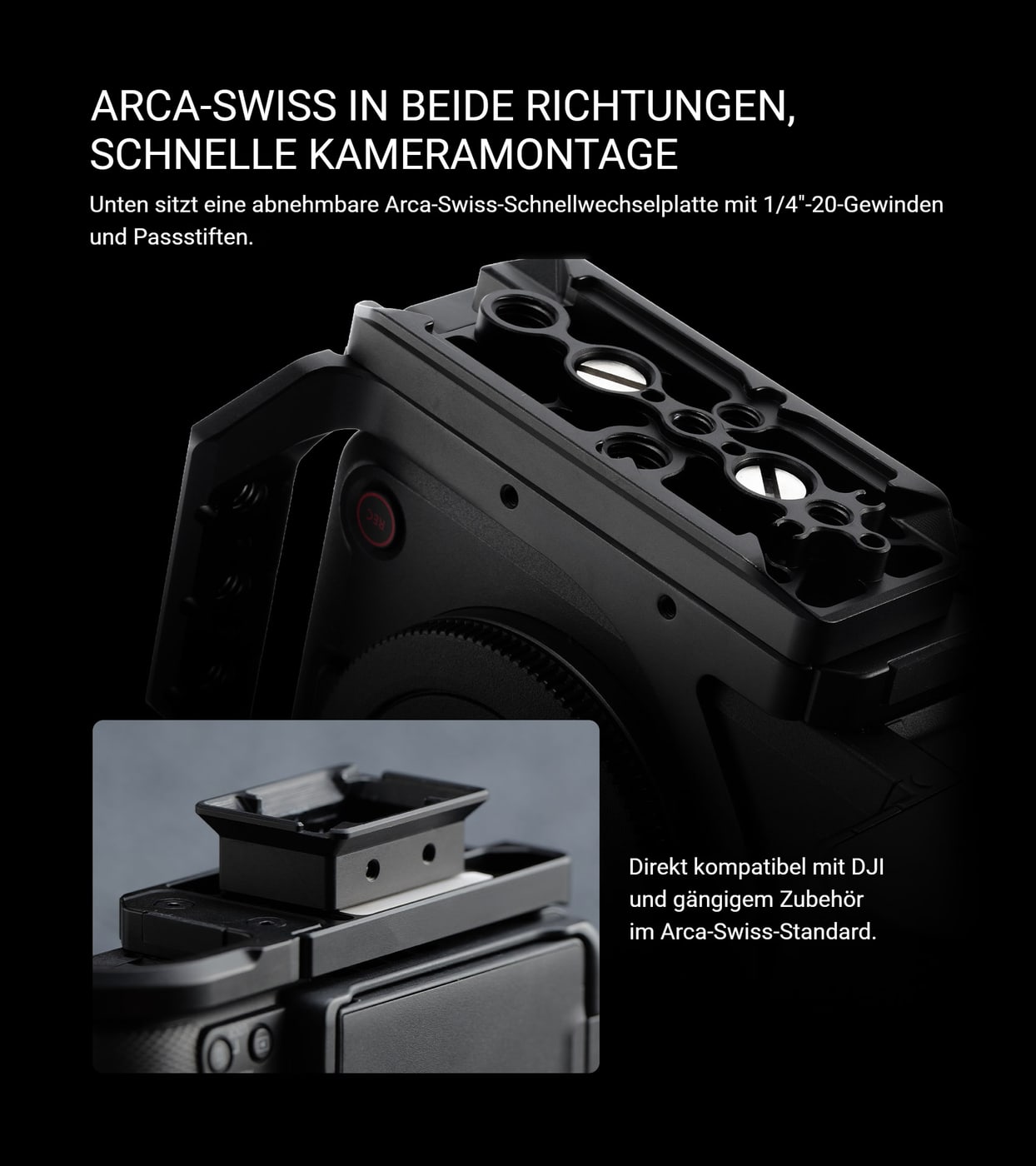 Arca-Swiss-Schnellwechselplatte in beide Richtungen