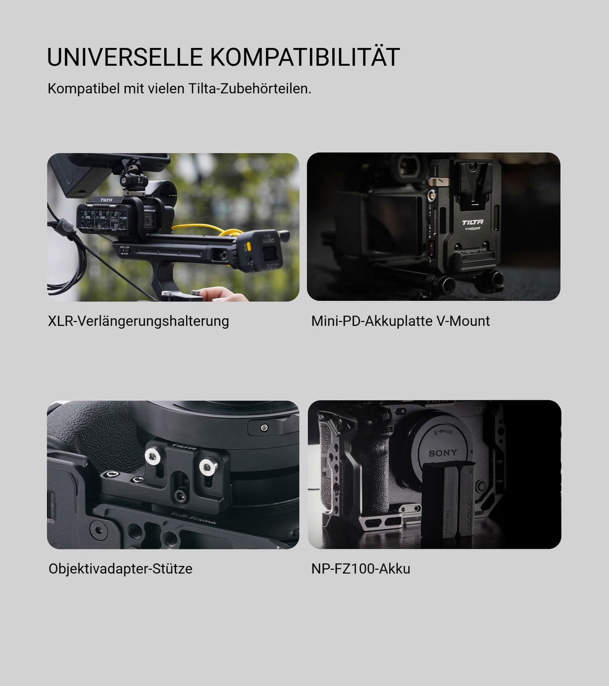Kompatibel mit Tilta-Zubehör