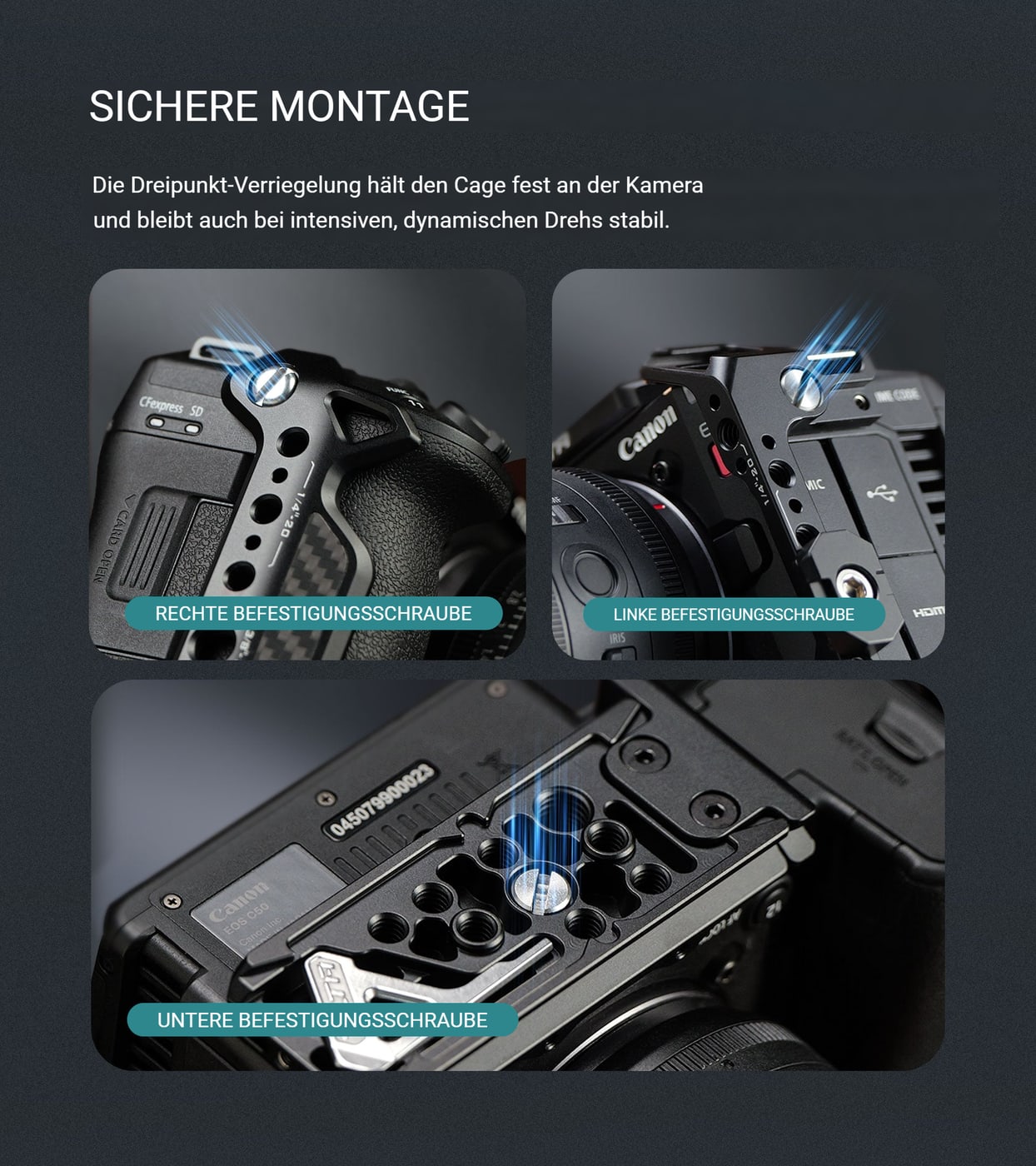 Sichere Montage an drei Punkten