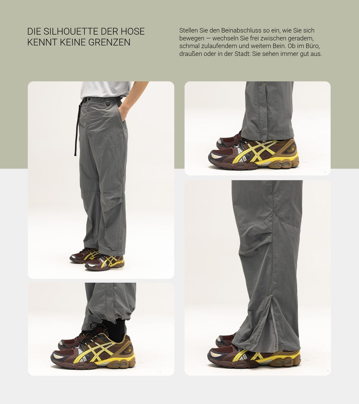 Gerades, schmales oder weites Bein