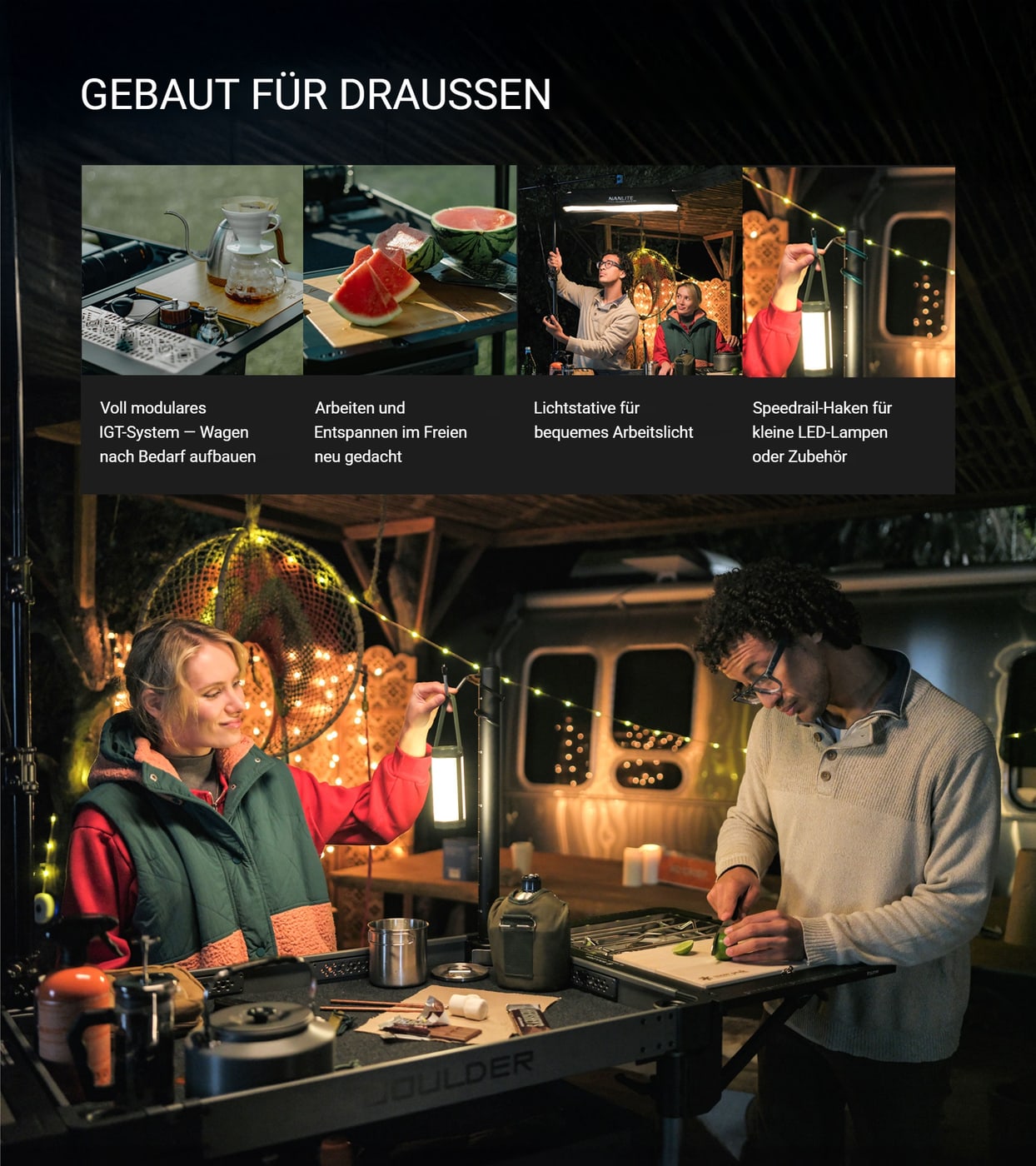 Draußen, beim Camping, auf Expedition