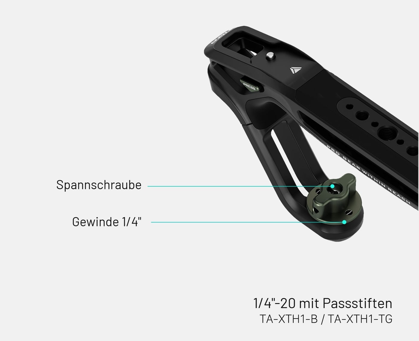 TA-XTH1-B — 1/4"-20 mit Passstiften