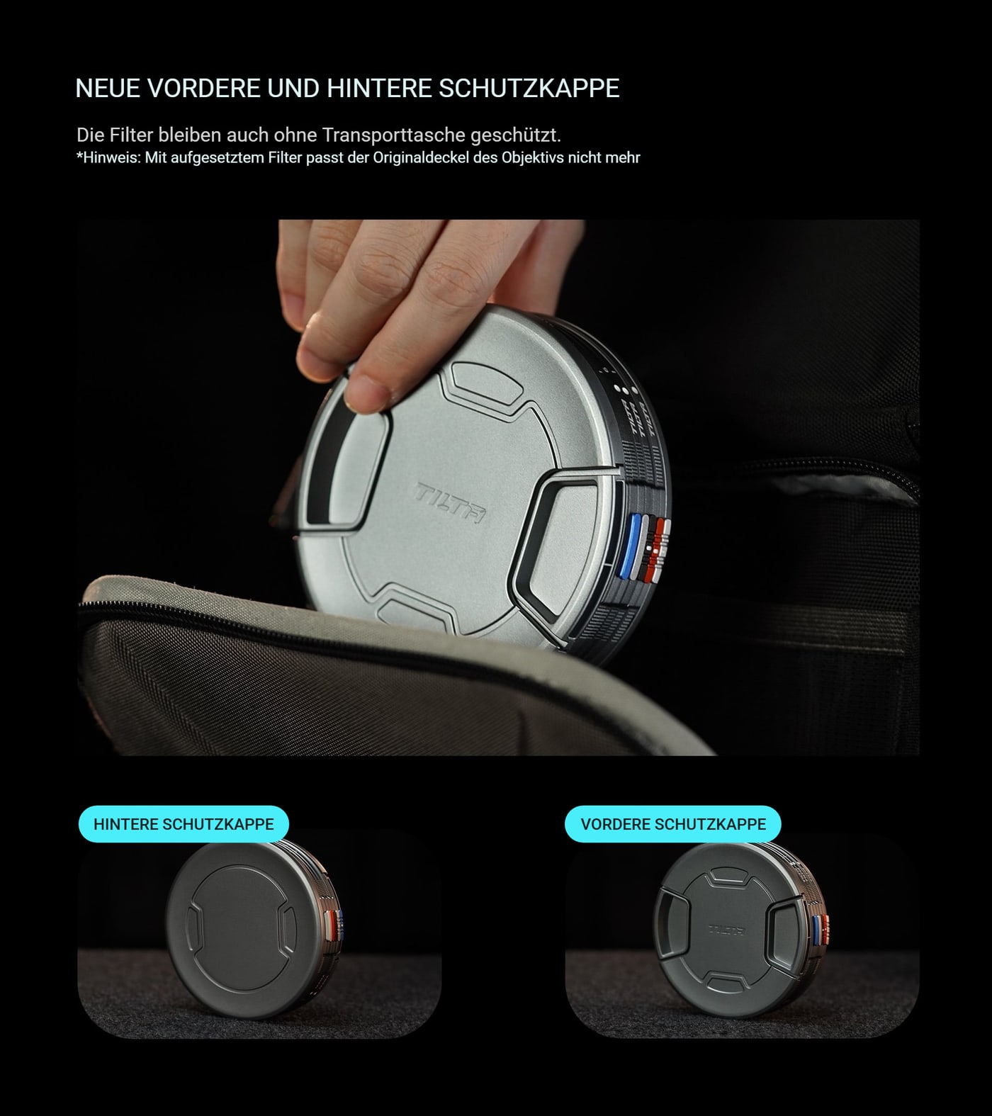 Vordere und hintere Schutzkappe