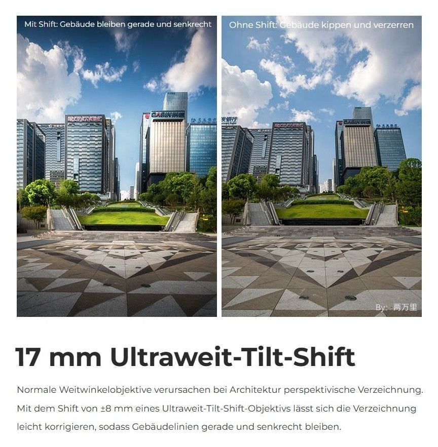 TTArtisan Tilt-Shift 17mm F4 – Shift ±8 mm für gerade Linien