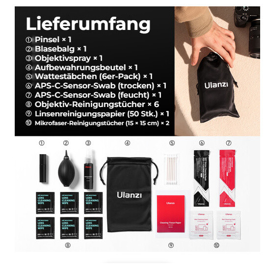 Ulanzi CO72 10-in-1 Cleaning Kit – Co je v balení