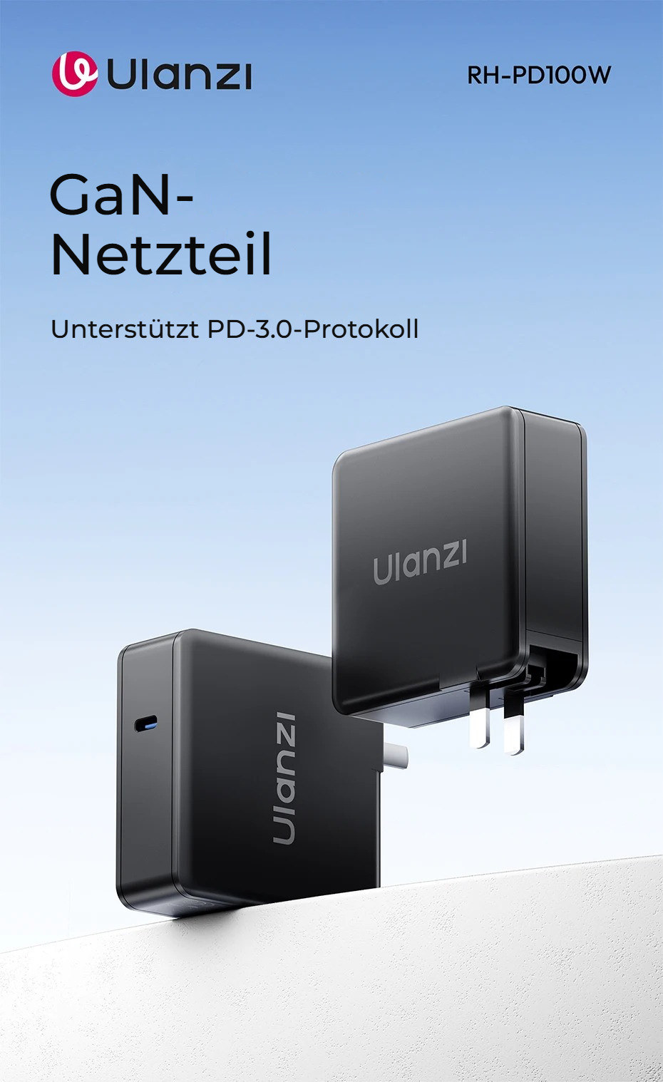 Ulanzi RH-PD100W 100W GaN USB-C napájecí adaptér – PD 3.0 a výkon až 100 W