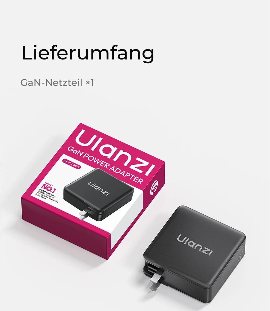 Ulanzi RH-PD100W 100W GaN USB-C napájecí adaptér – Obsah balení