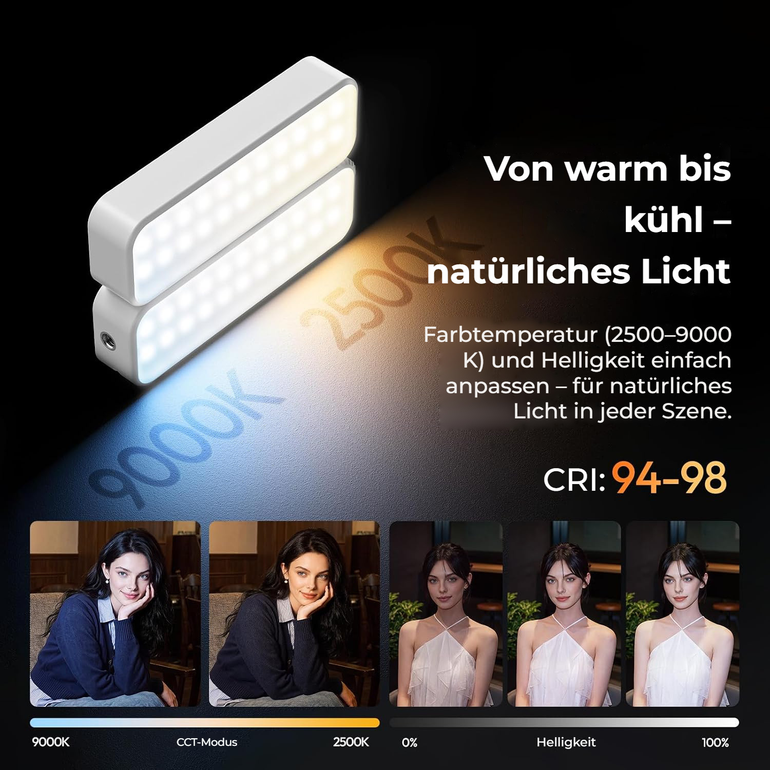 Ulanzi FOLD8 black – Bílé světlo 2500–9000 K