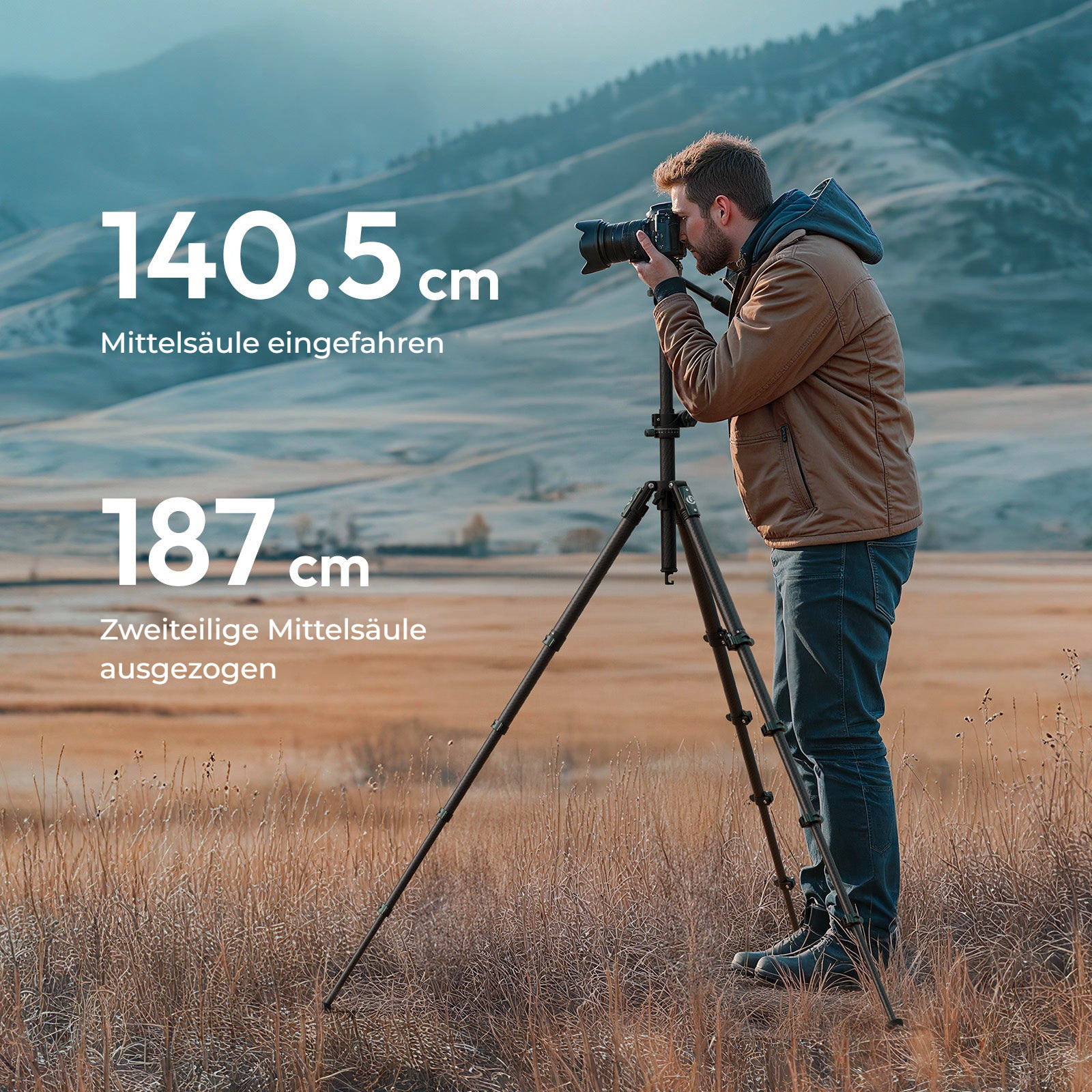 Ulanzi JJ06 karbonový stativ s fluidní hlavou – Výška od 44 do 187 cm