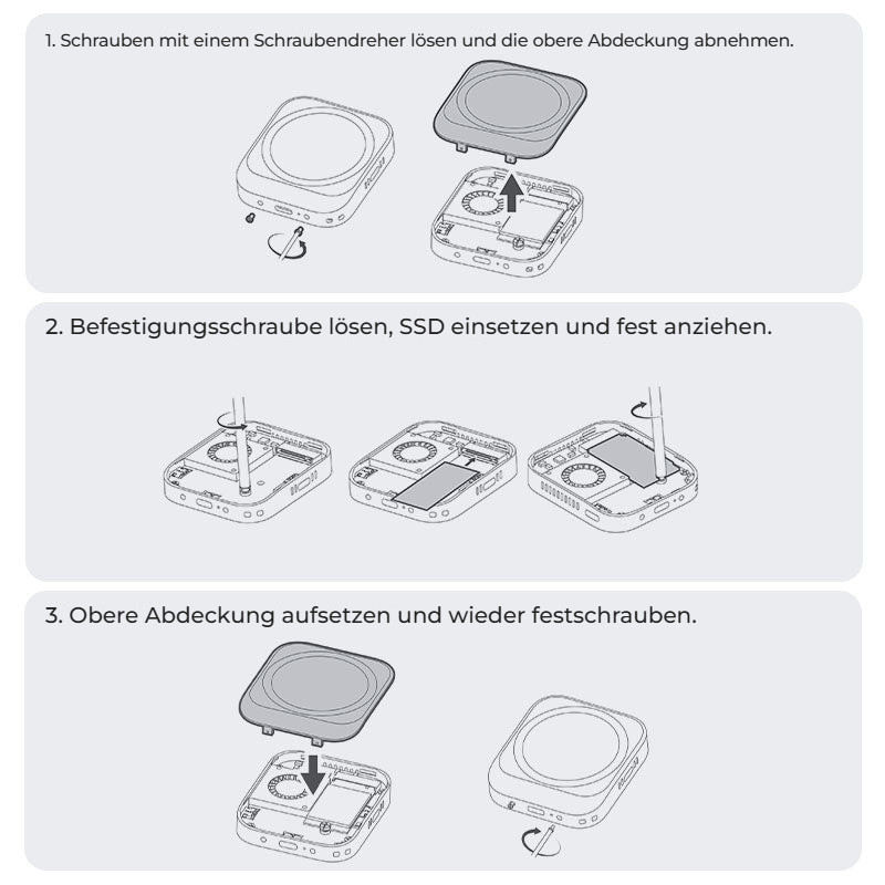 Ulanzi MA55 magnetický SSD box – Montáž disku ve třech krocích