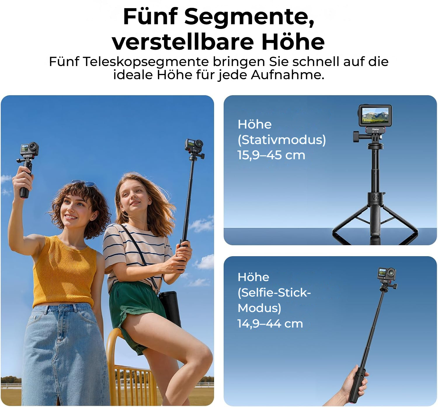 Ulanzi MT18 action cam – Pětidílný sloupek