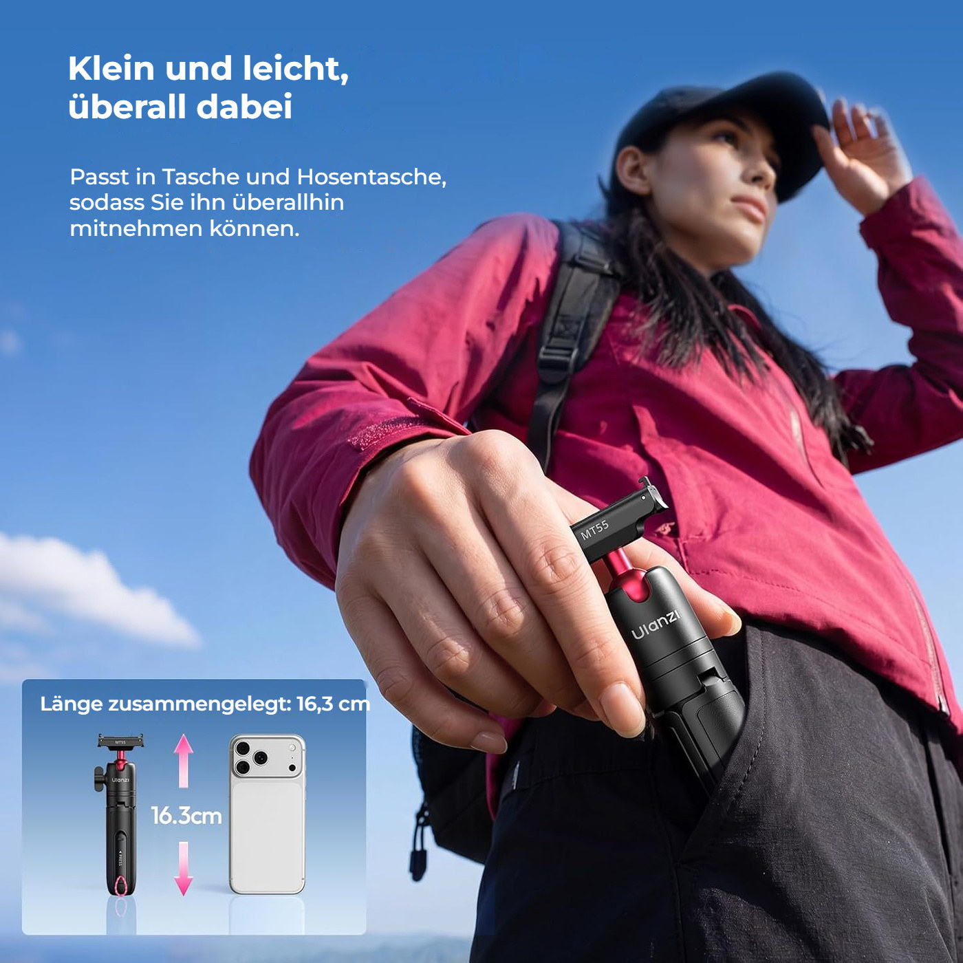 Ulanzi MT55 SnapGo ministativ a selfie tyč s uchycením 1/4″ – Vejde se do kapsy