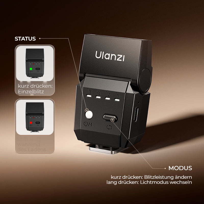 Ulanzi SL03 Spark Lite Camera Flash – Kontrolka a tlačítko režimu