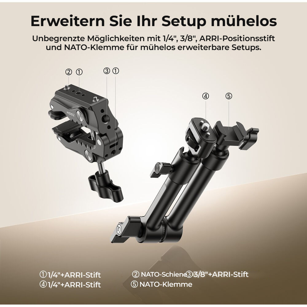 Ulanzi HD02 Magic Arm – Závity 1/4″-20 a 3/8″-16 s kolíky ARRI