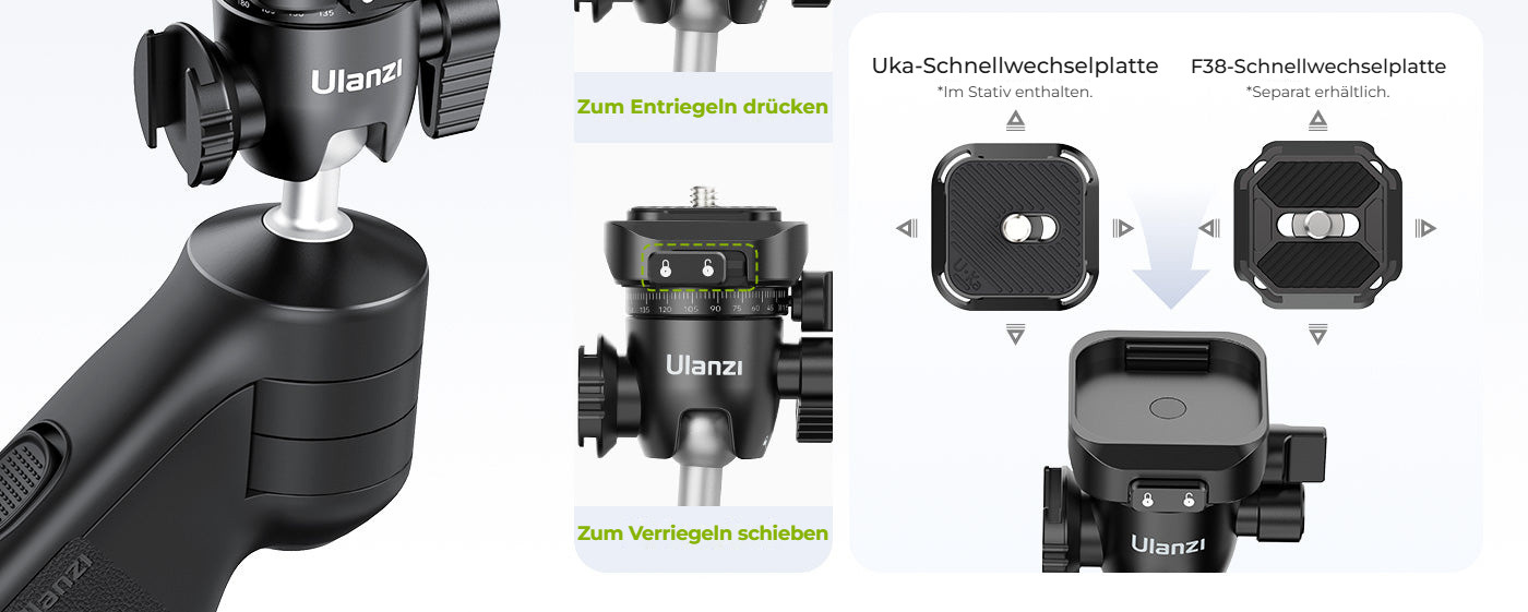 Ulanzi TT38 ClickOpen Tabletop Tripod – Destičky Uka a F38