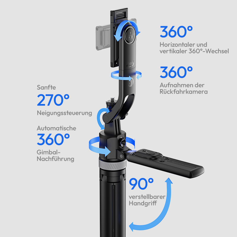 Ulanzi TT23 selfie tyč a stativ s automatickým sledováním – Nastavitelný gimbal 360° a 270°