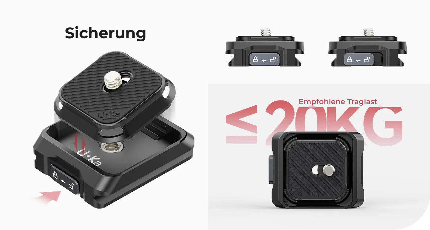 Ulanzi Uka Quick Release Plate and Base Kit – Bezpečnostní zámek a nosnost až 20 kg