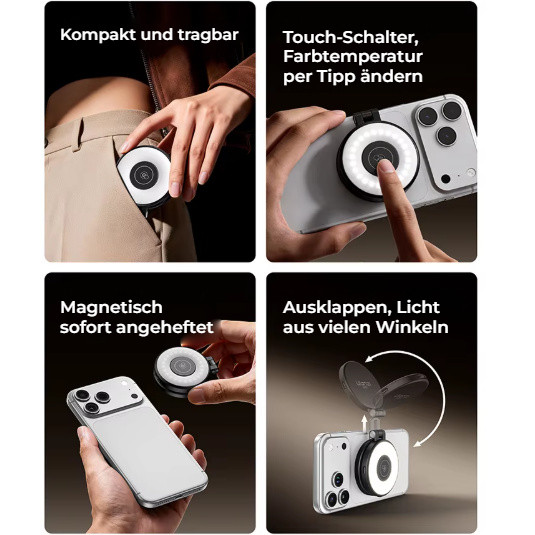 Ulanzi LM21 magnetické světlo, černé – Skladné a nastavitelné pod více úhly