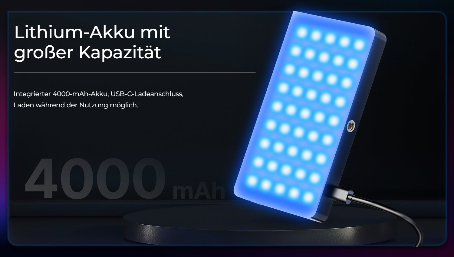 Ulanzi LT002 kapesní světlo RGB – Velkokapacitní baterie 4000 mAh