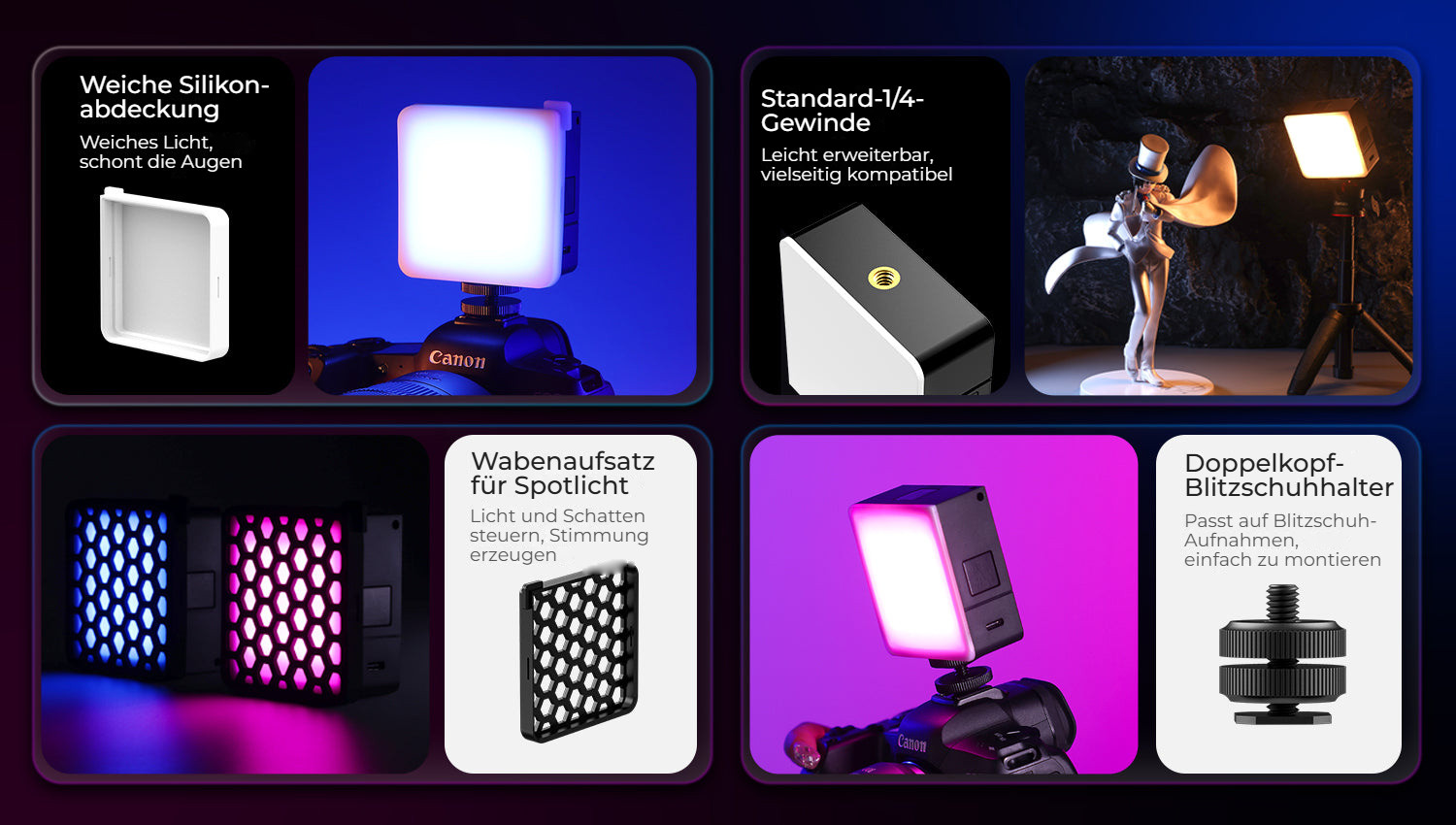 Ulanzi VL49 Pro RGB – Příslušenství v balení