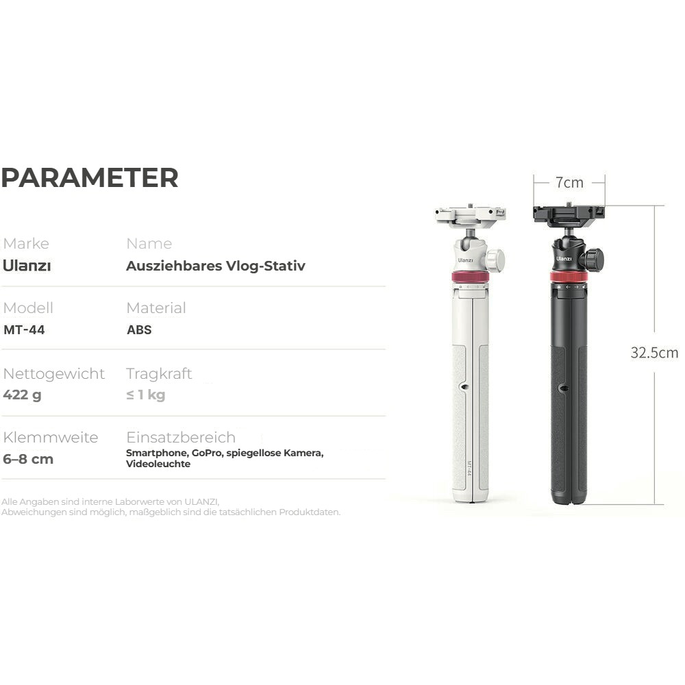 Ulanzi MT-44 V2 bílý – Parametry přehledně