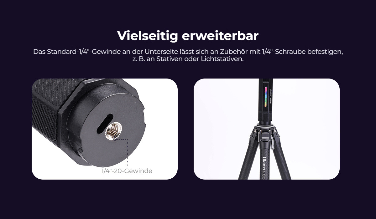 Ulanzi VL110 RGB LED tyč – Závit 1/4″-20 na spodku
