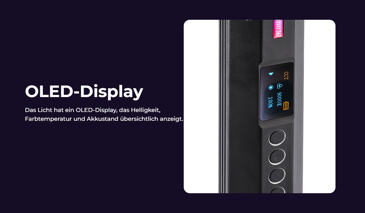 Ulanzi VL110 RGB LED tyč – OLED displej