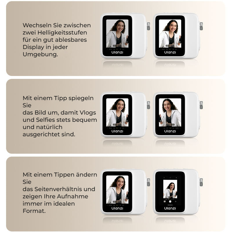 Ulanzi VM02 Wireless Magnetic Selfie Monitor – Jas, zrcadlení a poměr stran jedním klepnutím